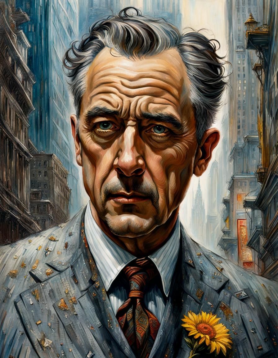 Hyperrealistic Portrait of a Man in Urban Setting