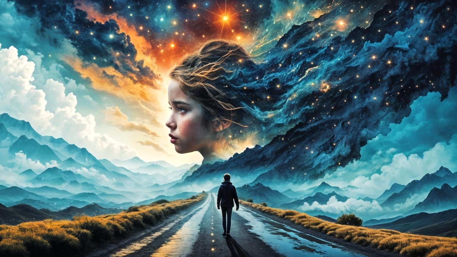 Child to Adult: Double Exposure Life's Journey