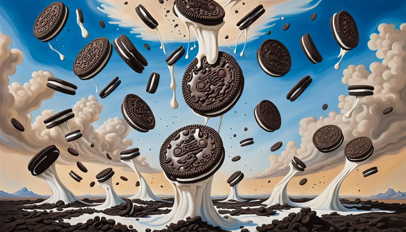 hundreds of Oreo Cookies falling from the sky