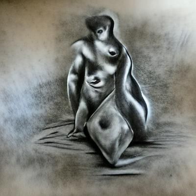 Expressive Nude Figure in Charcoal