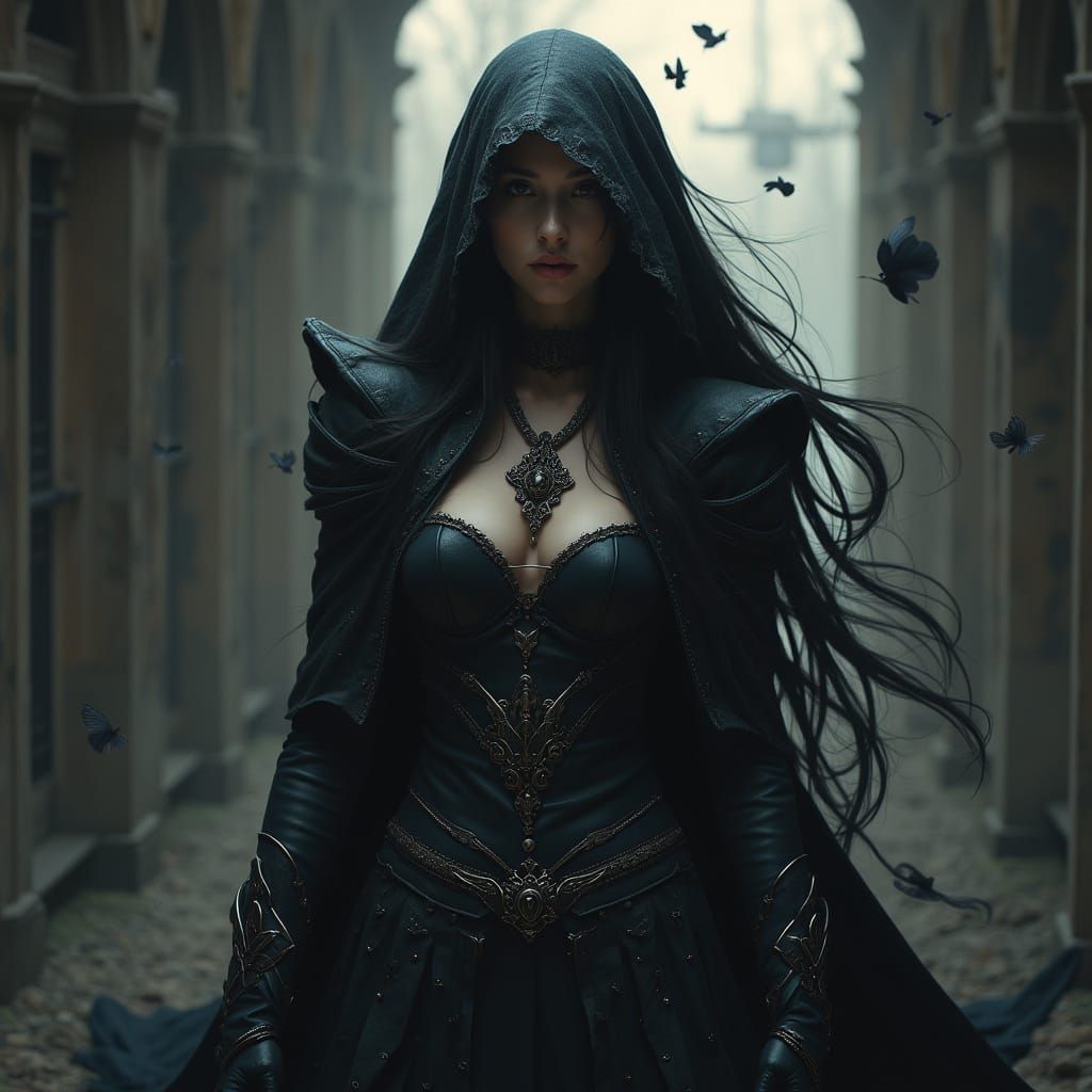 Mysterious Maiden of Shadows in Dark Fantasy Art