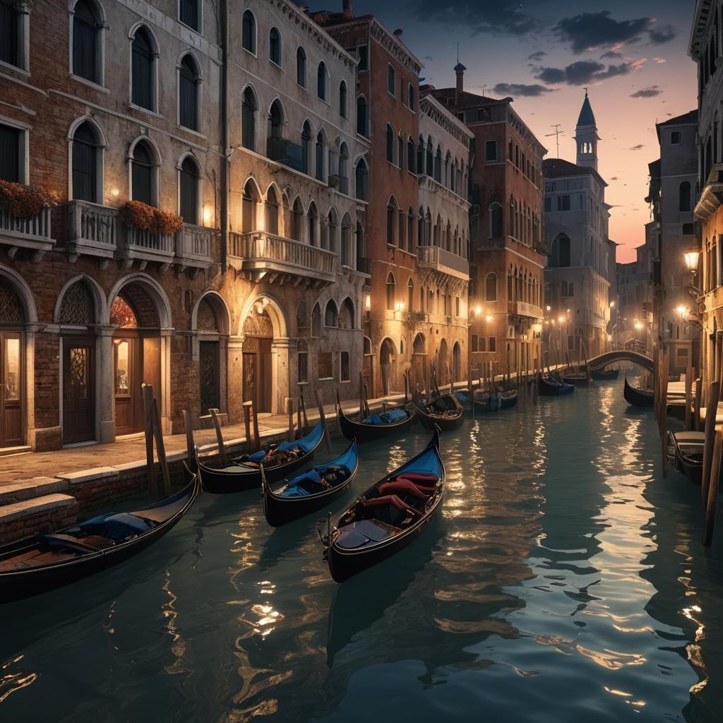 Venice Italy at Night: 3D Game Cinematic Graphics