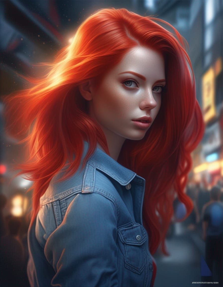 Dreamlike Redhead Portrait in Hyper-Realistic Style
