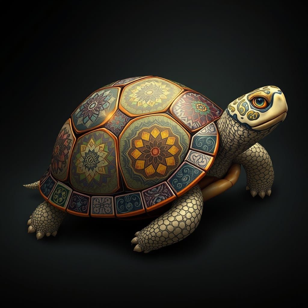 Kaleidoscopic Tortoise in Surreal Digital Art