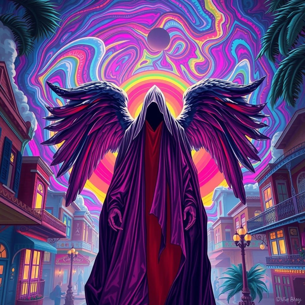 Rainbow Angel in a Neon Apocalypse