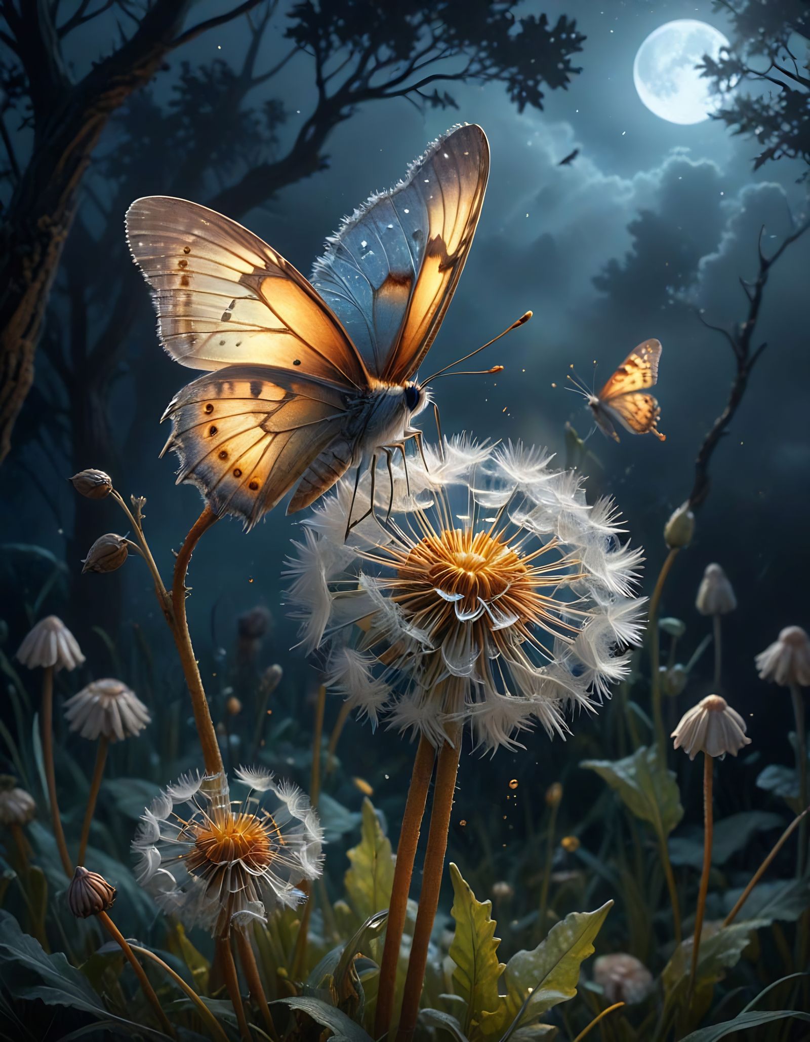Moth on dandelions ...