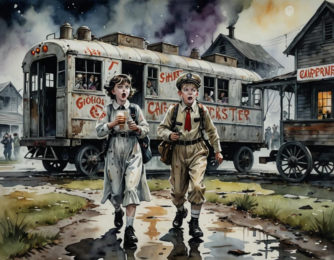 Ghostbuster Kids in Watercolor at Haunted Fair