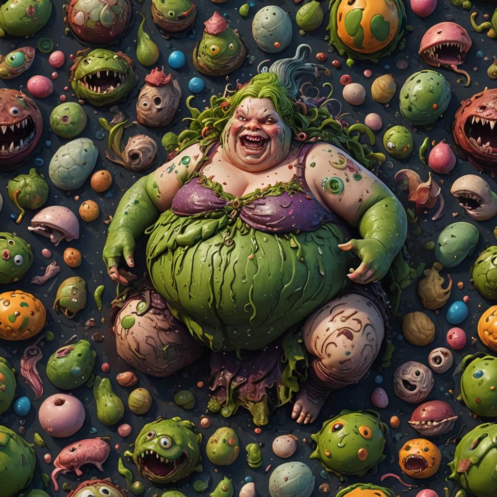 Grotesque Woman: Detailed Matte Painting in 8k