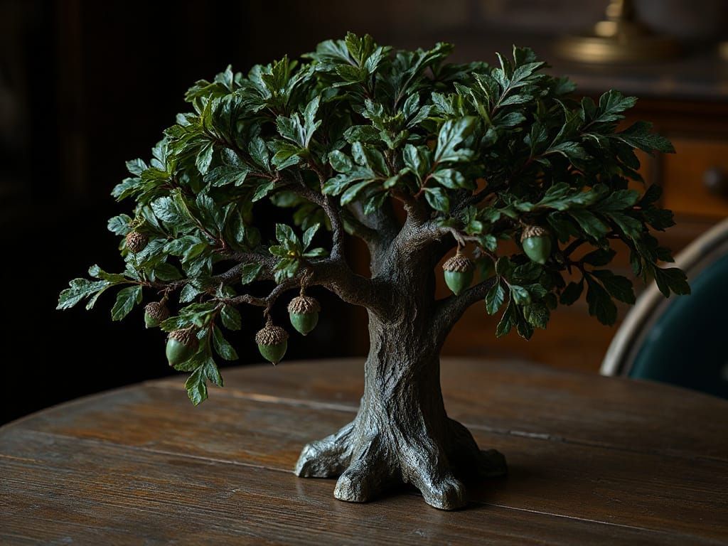 Serpentine Gemstone Oak Tree Creation