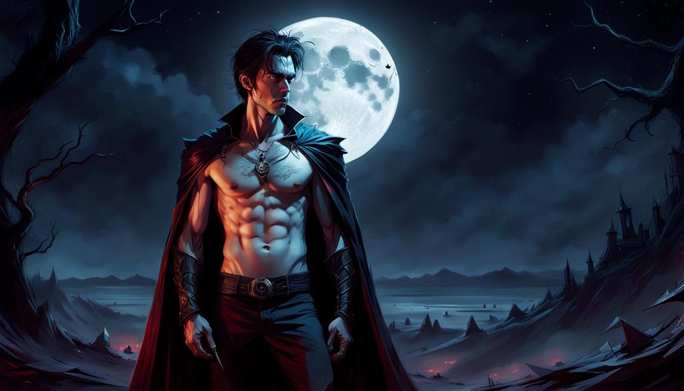 Handsome Vampire Lurking on Full Moon Nights