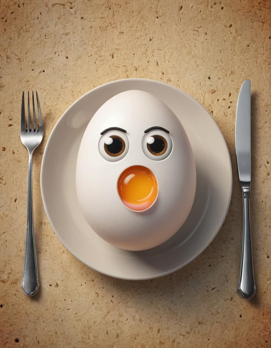Scared Googly Eyed Emoji Egg at Dinner
