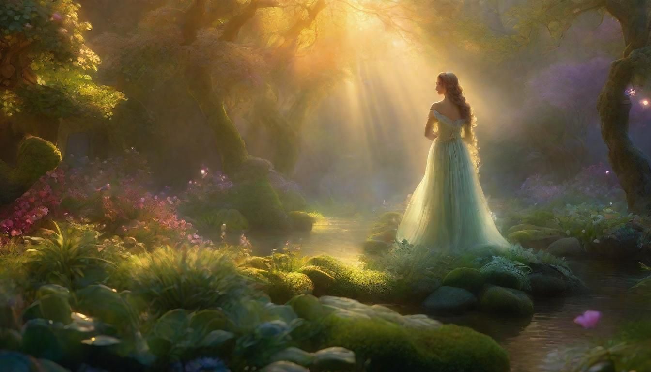 Ethereal Fantasy Woman in a Mist Garden