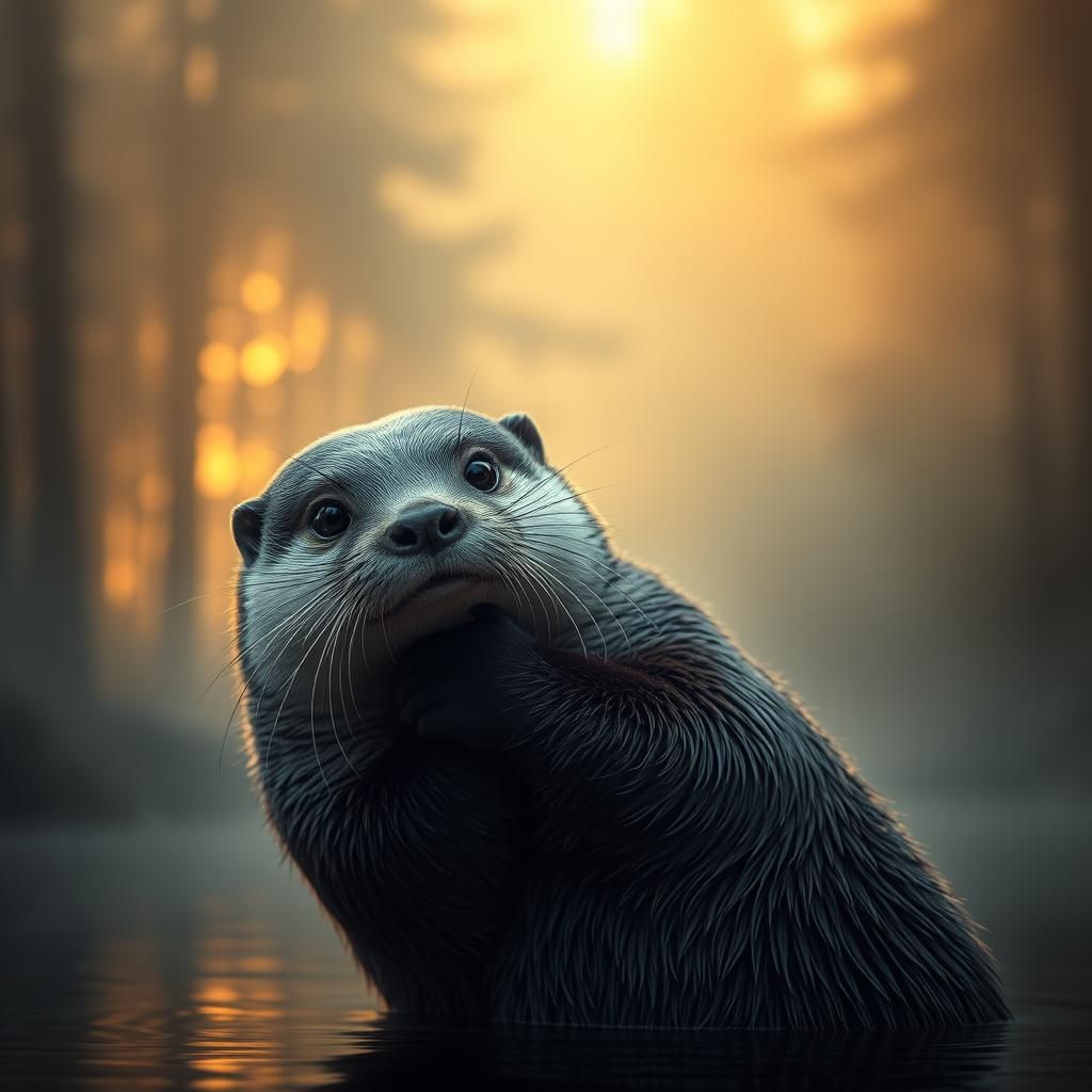 Majestic Otter Portrait in Golden Light