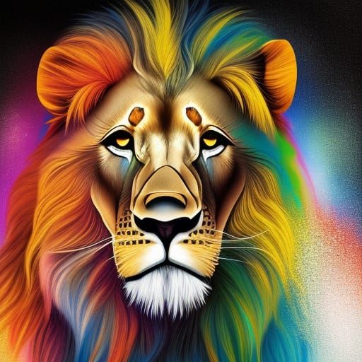 Lion Protecting Pride in Hyperrealistic Energy World