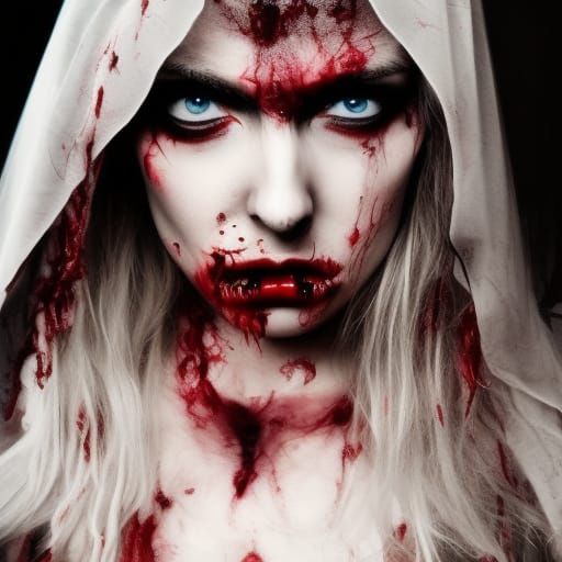 Sinister Zombie Nun Portrait in Dark Style