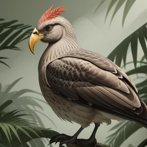 Photo edit of a menacing feeding male turkey, tropical atmos...