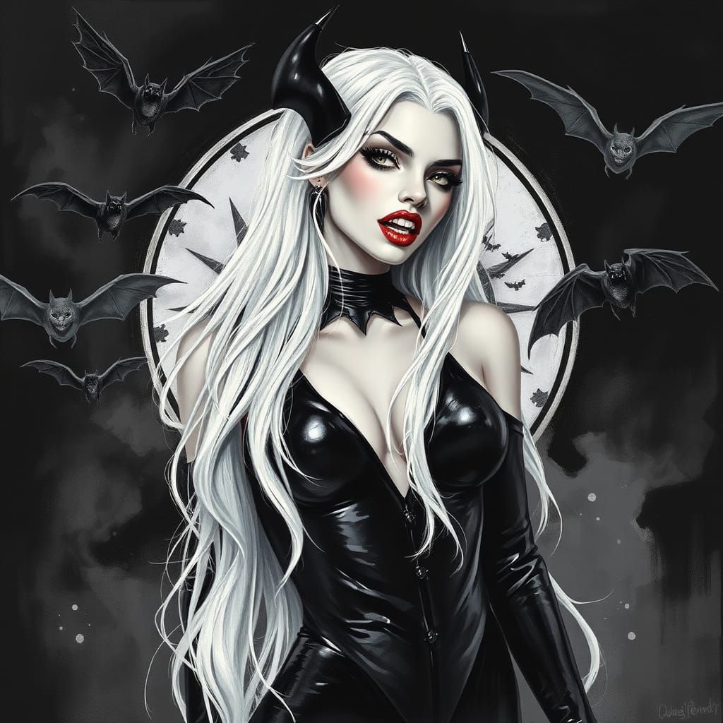 Surreal Vampire Goddess in Gothic Elegance