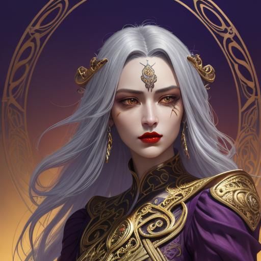 Exotic Woman with Feathers: Fantasy Art Nouveau Portrait