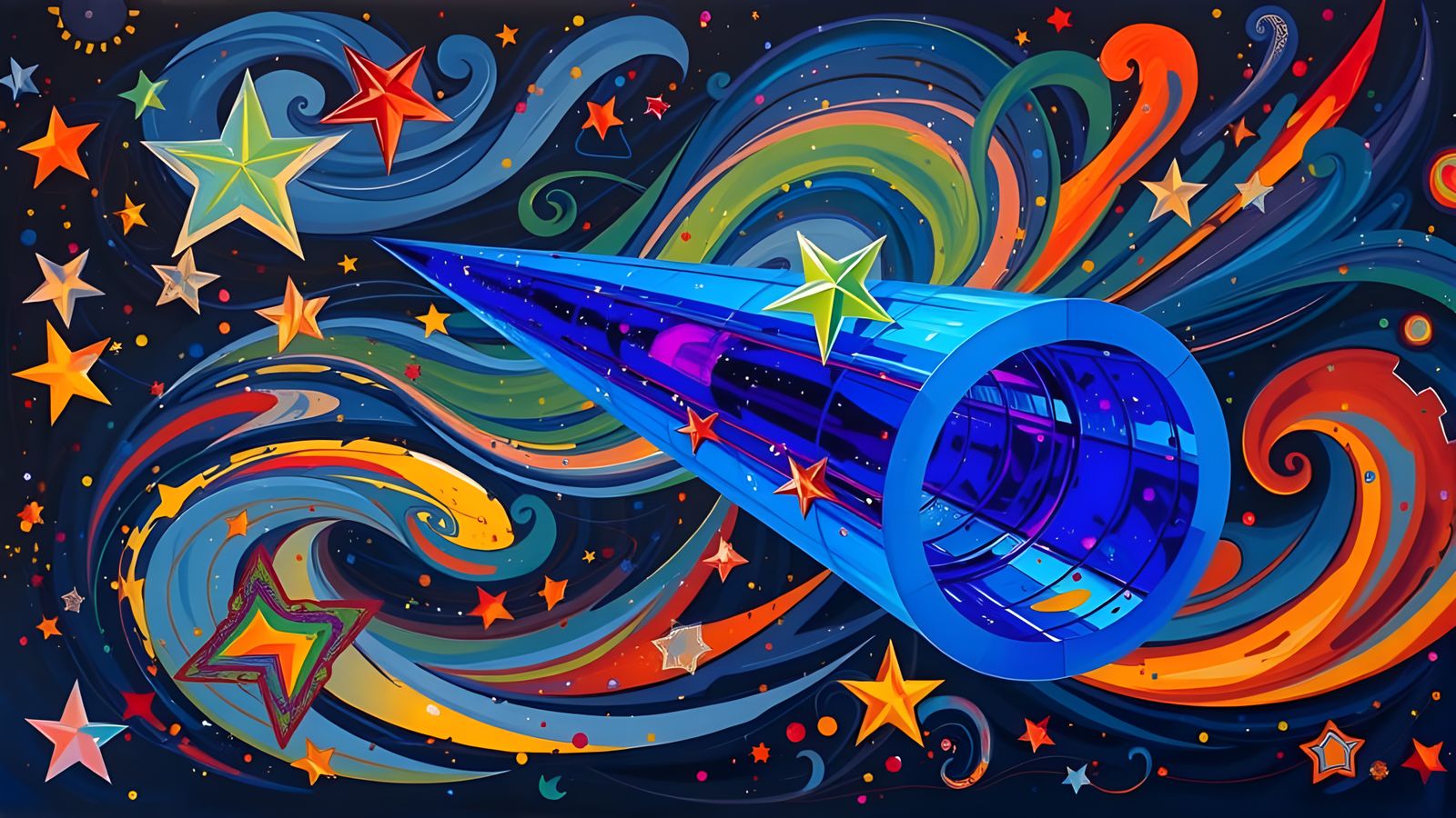 Dynamic Cylinder Races Through Impasto Cosmos