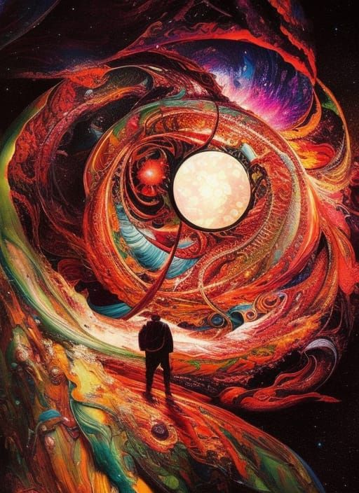 Time Wormhole with Ethereal Clocks in Anime Style