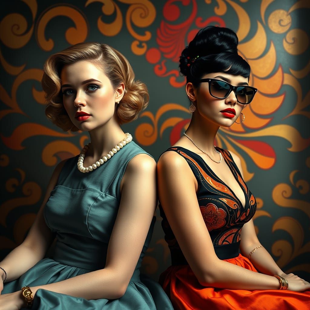 Retro and Modern Women Unite in a Vibrant, Art Nouveau-Inspi...