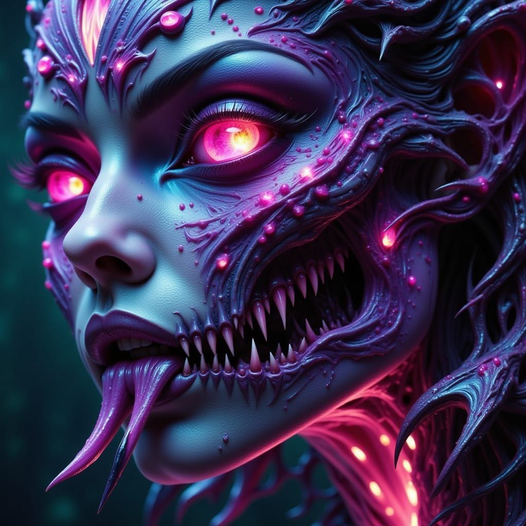 Ethereal Fae With Dark Side and Glowing Eyes