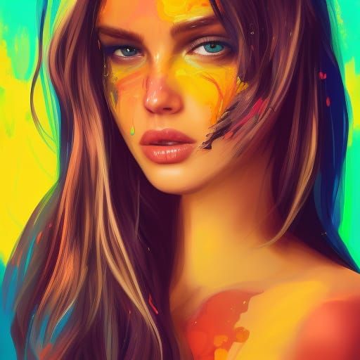 Hyperrealistic Brunettes in Mayonnaise Splash Art