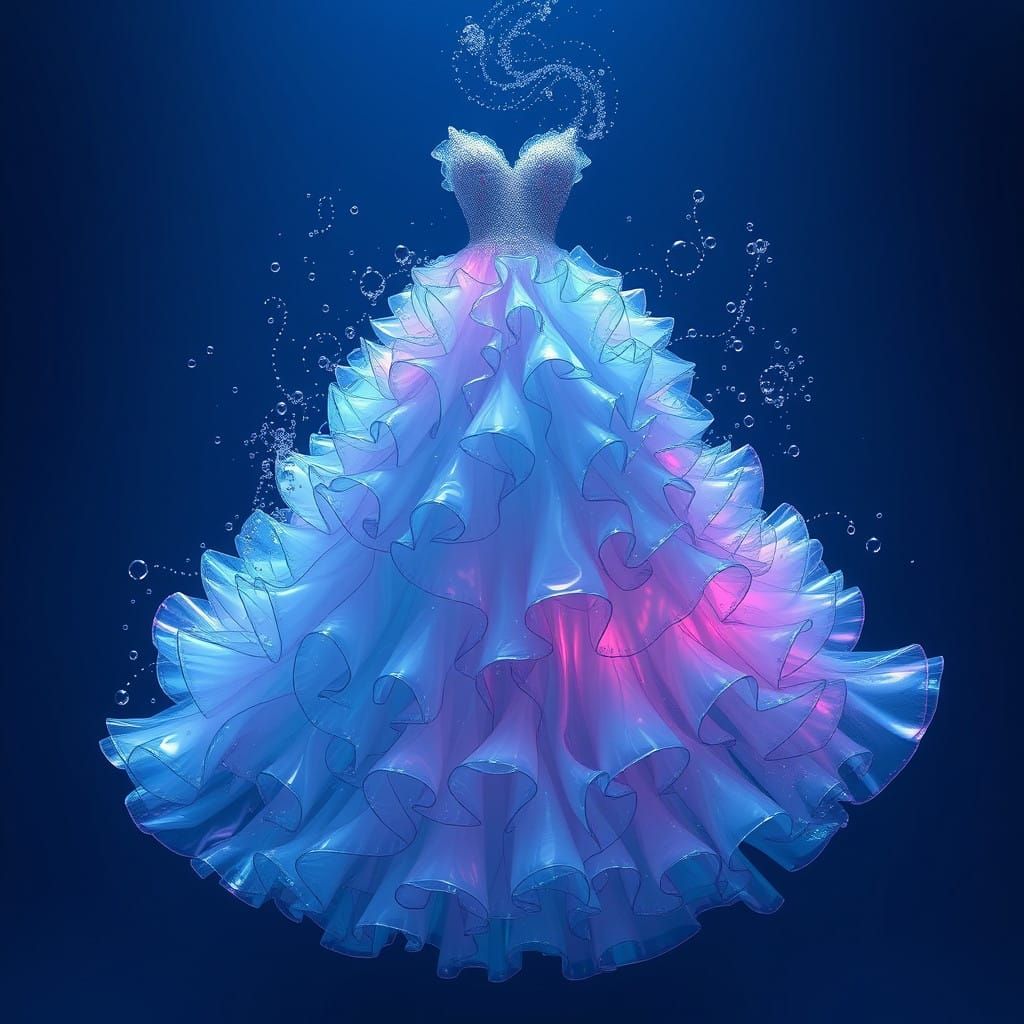 Surreal Aquatic Ball Gown Frozen in Time