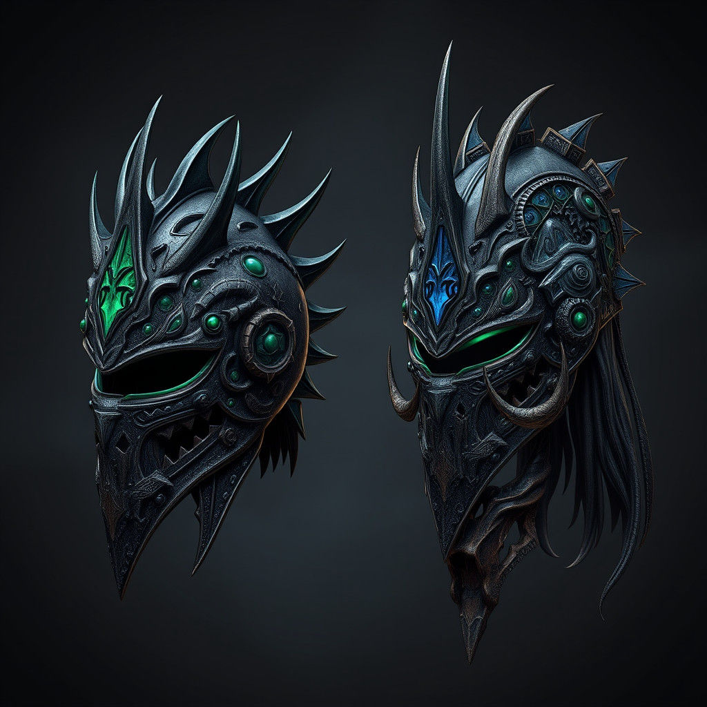 Dragon and Reptile Helmets: Dark Fantasy Concept Art