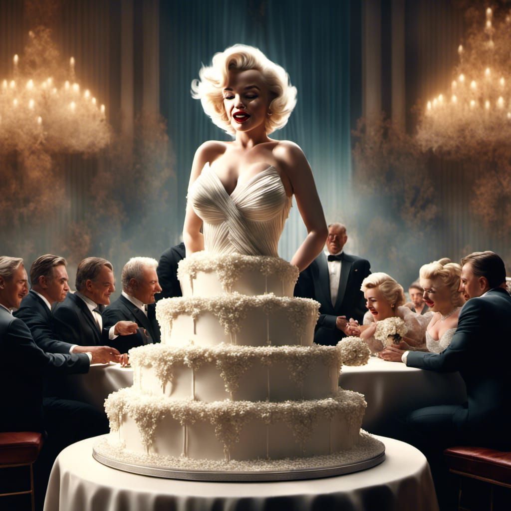 Marilyn Monroe Emerges From Wedding Cake: Digital Art
