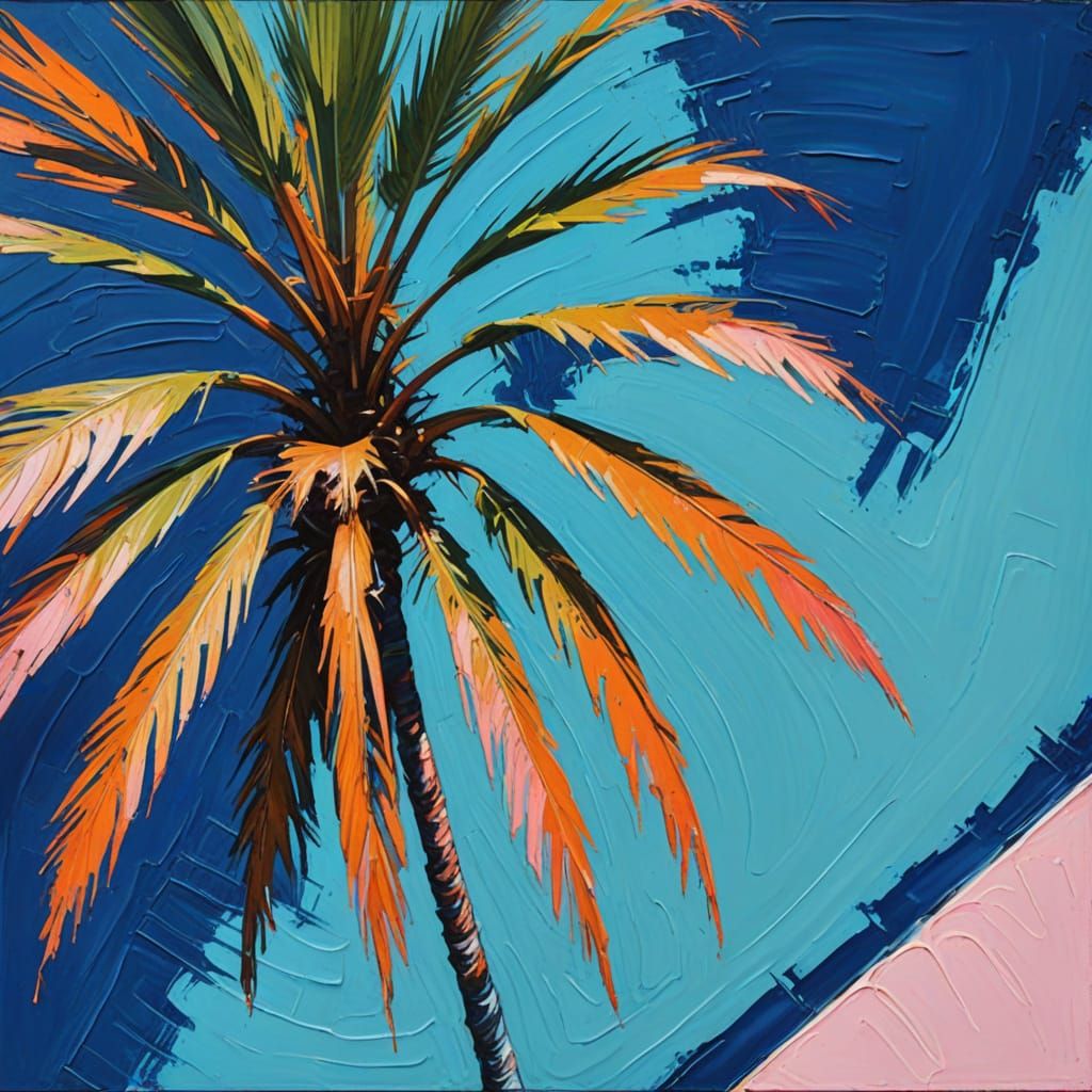 Vibrant Palm Tree in Soft Hues with Neon Accents, in James G...