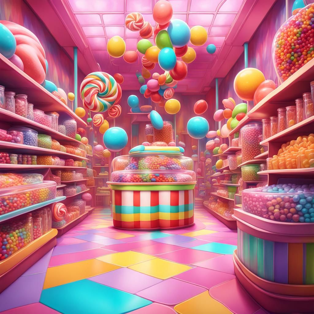 Candy Art Liminal Space Digital Illustration