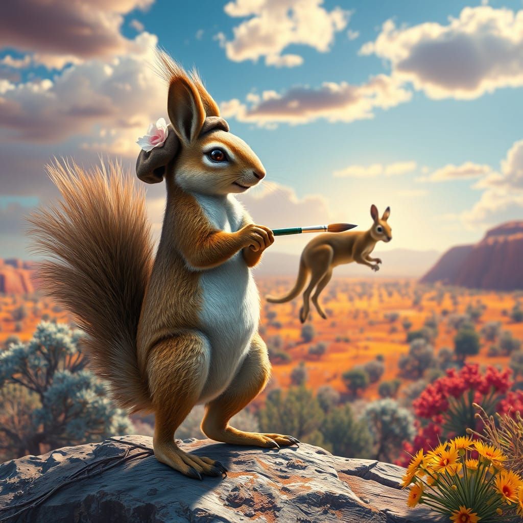 Whimsical French Squirrel Artist Paints Australian Kangaroo ...