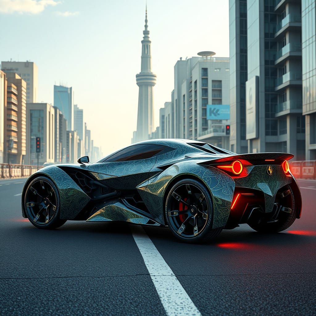 Metaphysical Samurai Ferrari in Hyper-Realistic Biomimetic A...