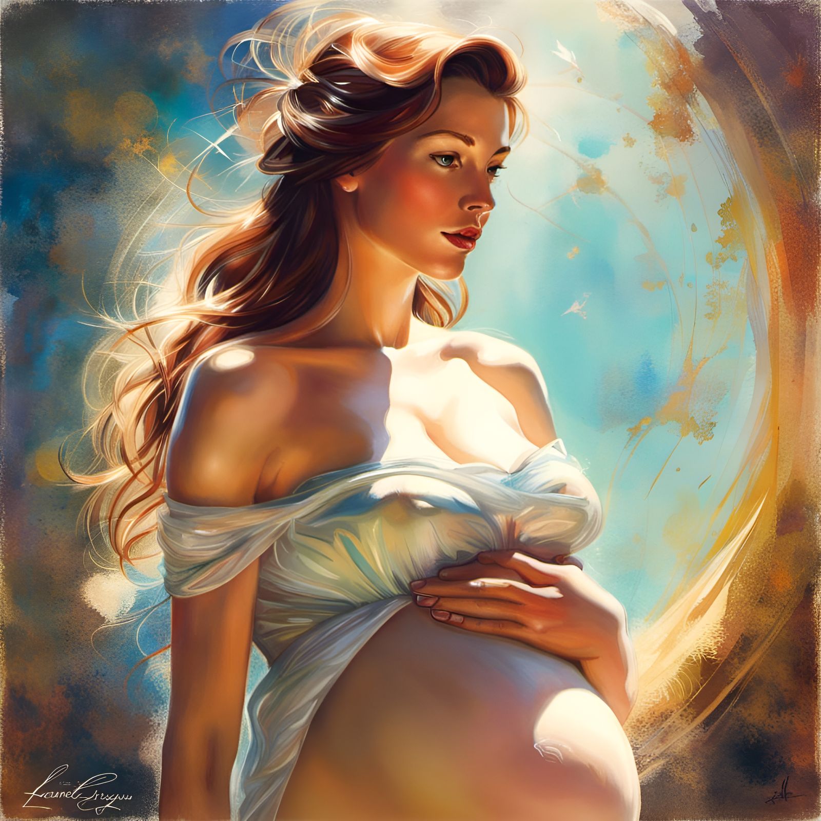 Pregnant Princess Portrait in Renaissance Style