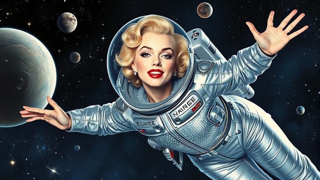 Marilyn Monroe in Sparkling Spacesuit Among the Stars