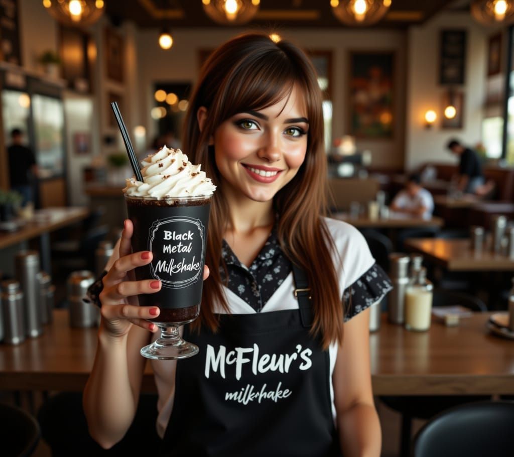 Restaurant Worker Serves Black Metal Milkshake