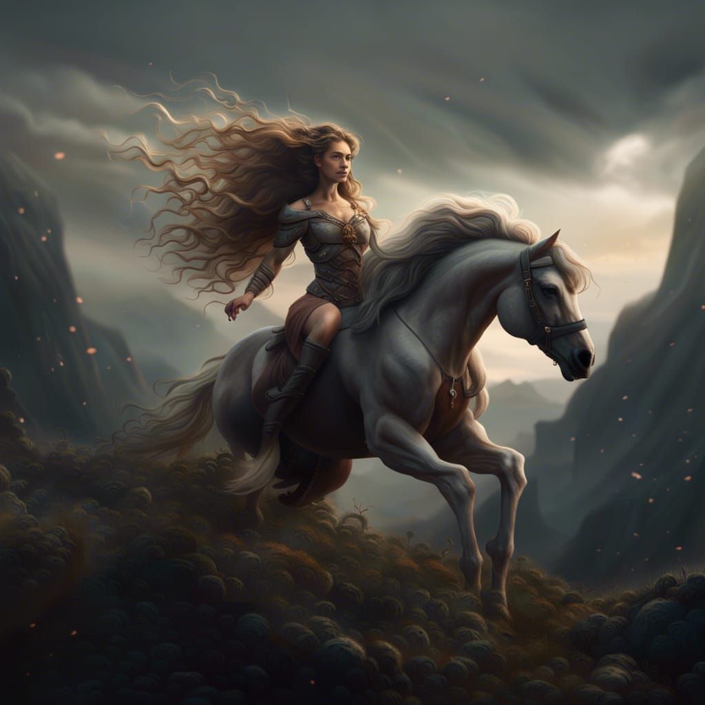 Epic Female Centaur Warrior in Digital Matte Painting