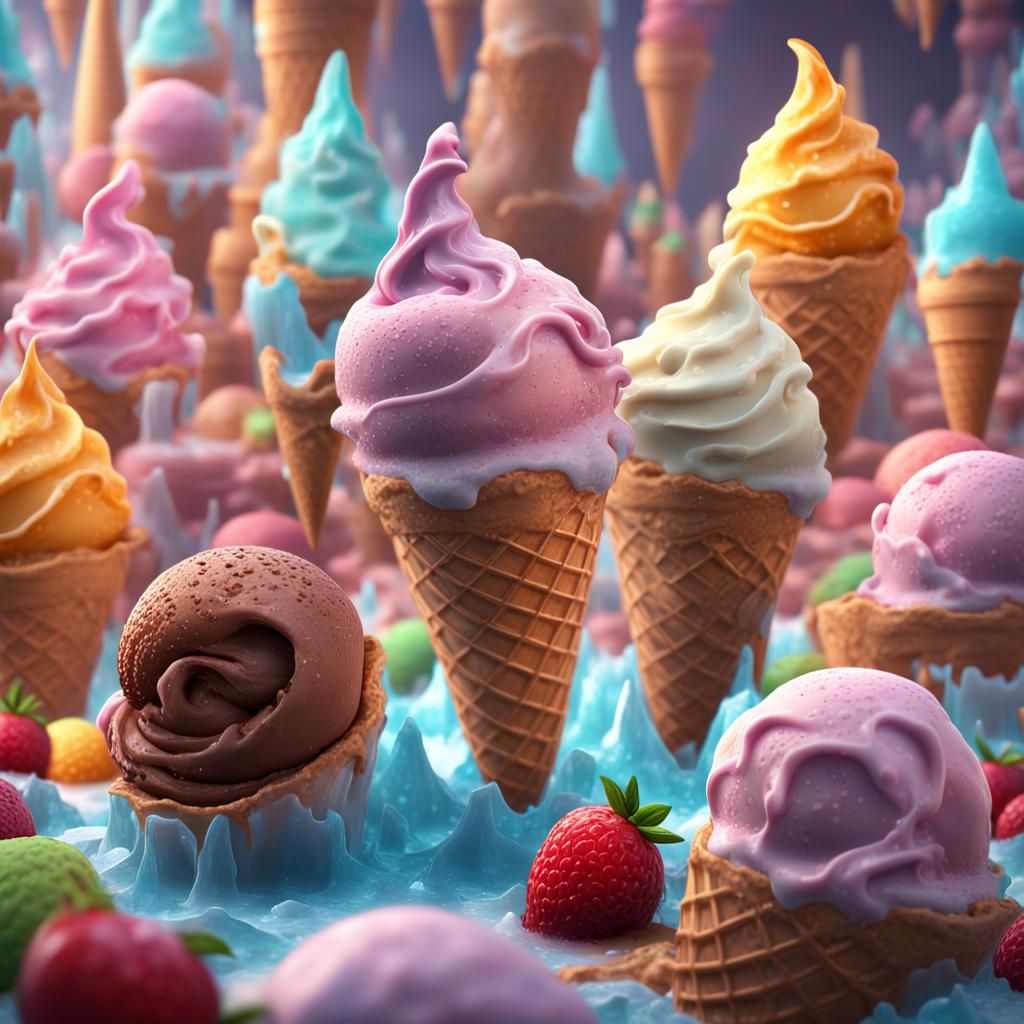 Ice Cream Paradise: Sweet Fantasy Concept Art