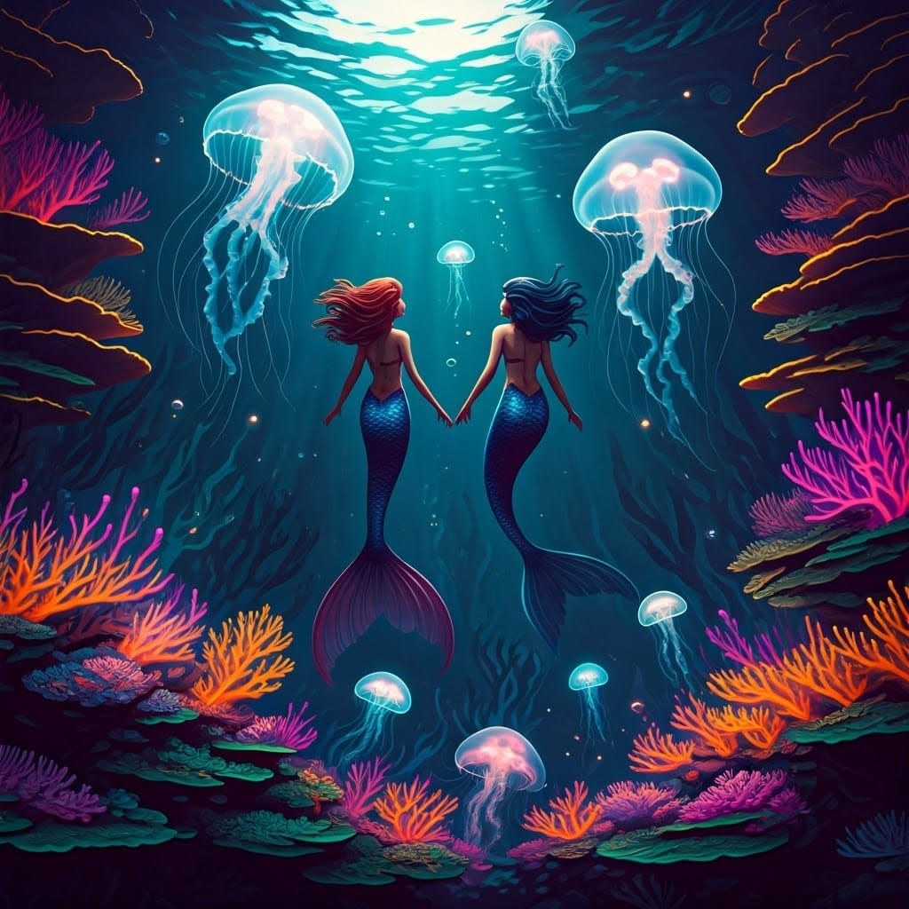 Ethereal Mermaids in a Dreamlike Oceanic Realm