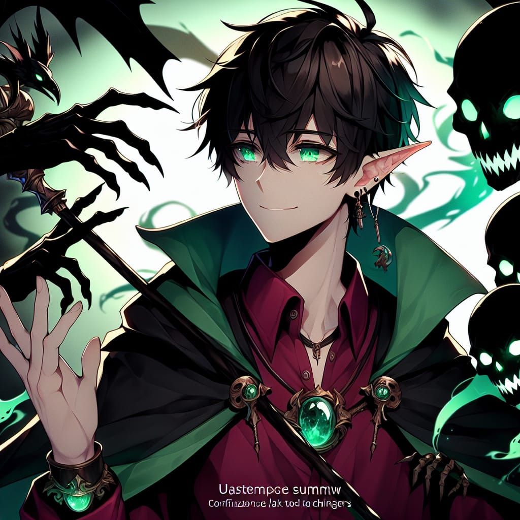 Fantasy Anime Boy with Dragon Staff