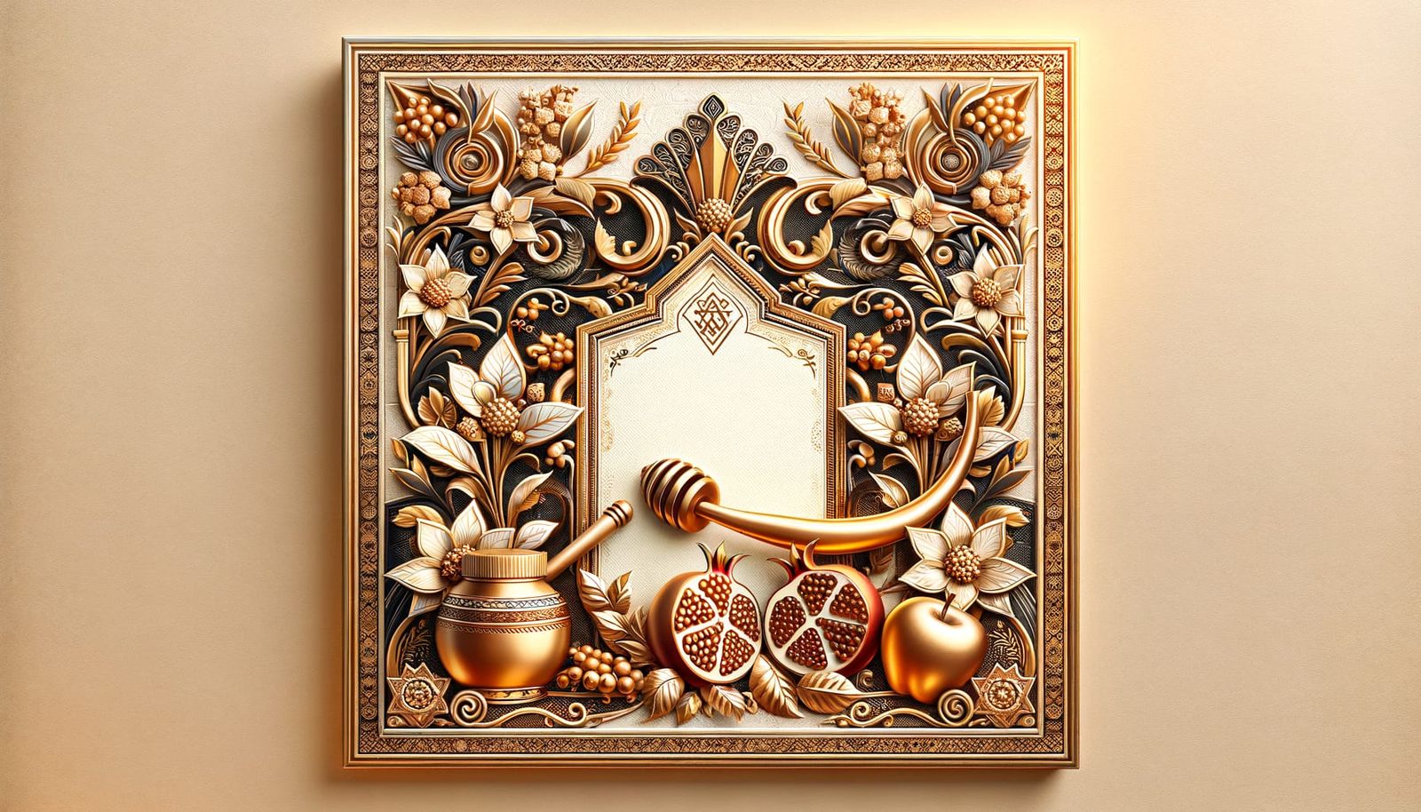 Elegant Rosh Hashanah Card Design with Gold and Copper Accen...