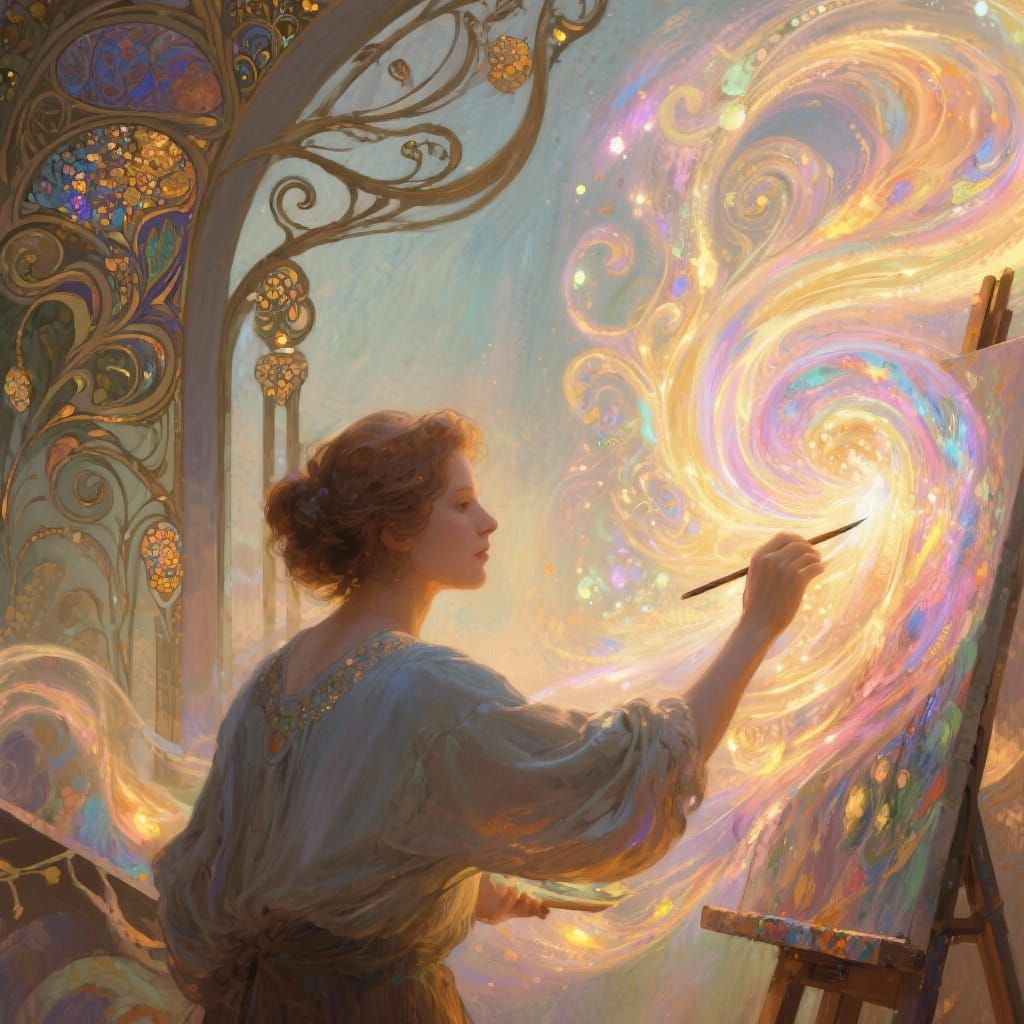 Artist Paints Magical Swirls in Art Nouveau Style
