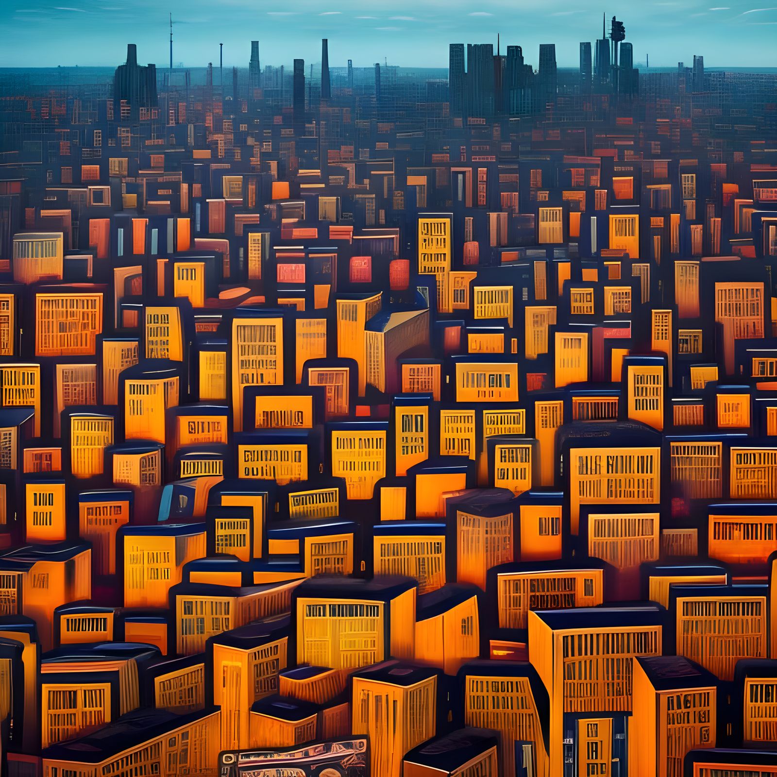 Dystopian Book City in Cartoon Art Style
