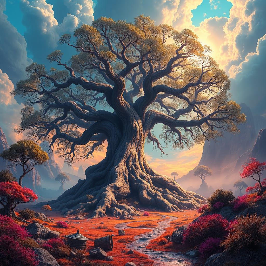 Ethereal Dreamworld with Ancient Tree Majesty