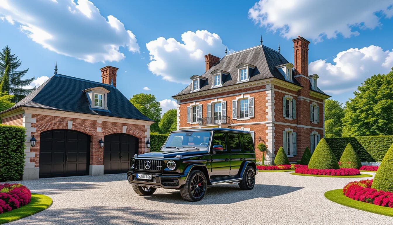 Grand Brick Chateau With Mercedes-Benz AMG G 63