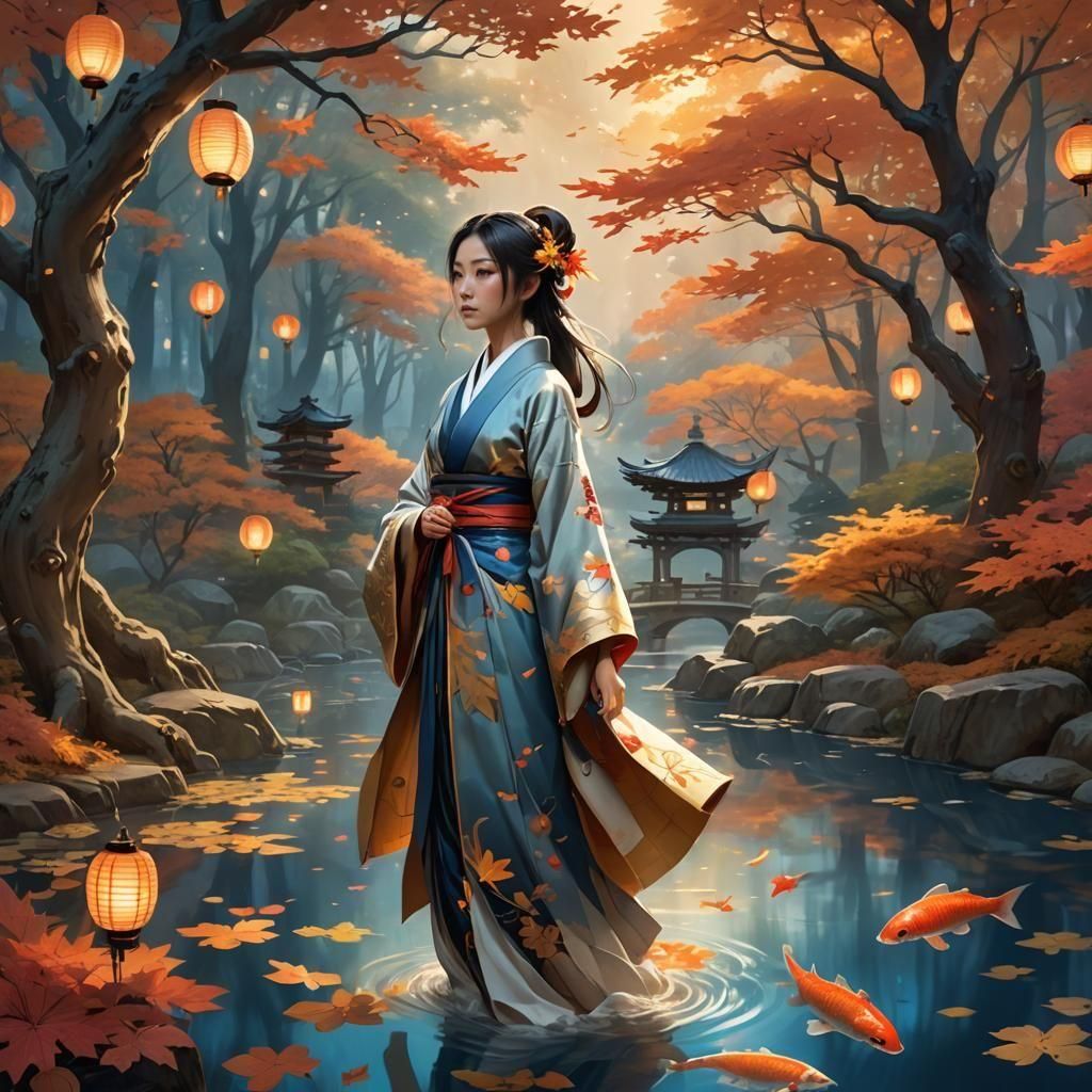 Fantastical Autumn in Japan: Detailed Matte Painting