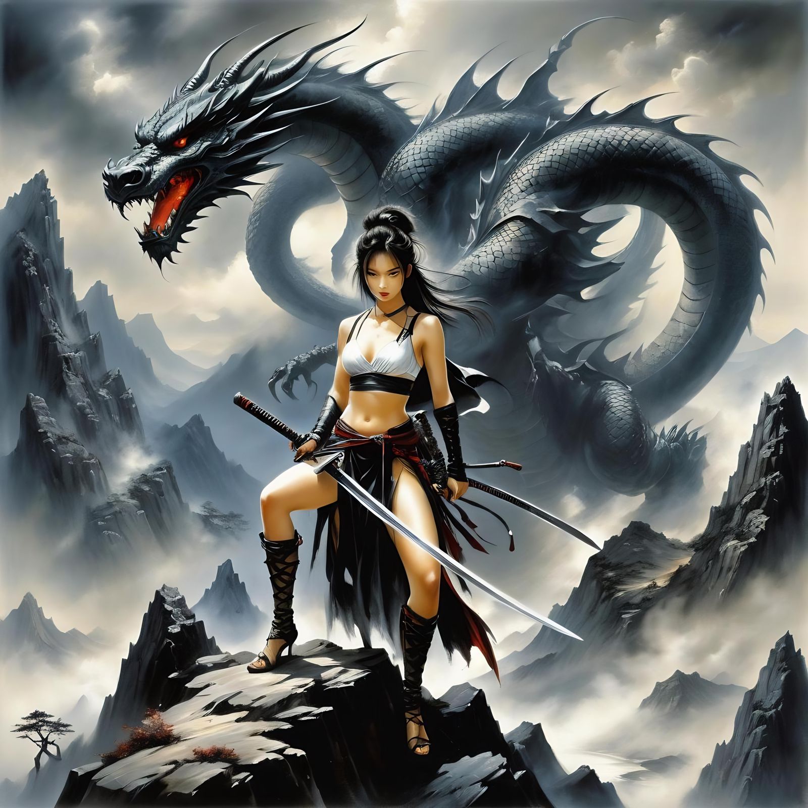 Kunoichi and Dragon: Fantasy Art Inspired by Luis Royo