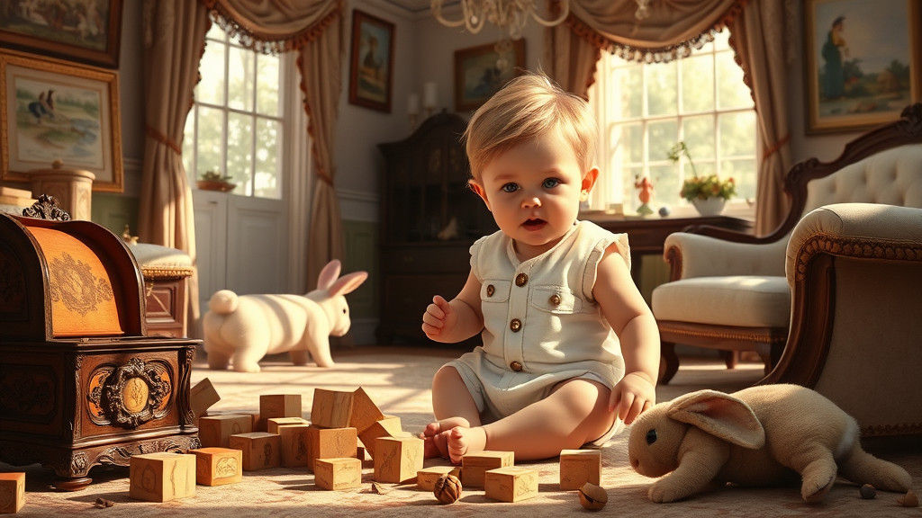 Victorian Nursery Mischief in Oil Painting Style