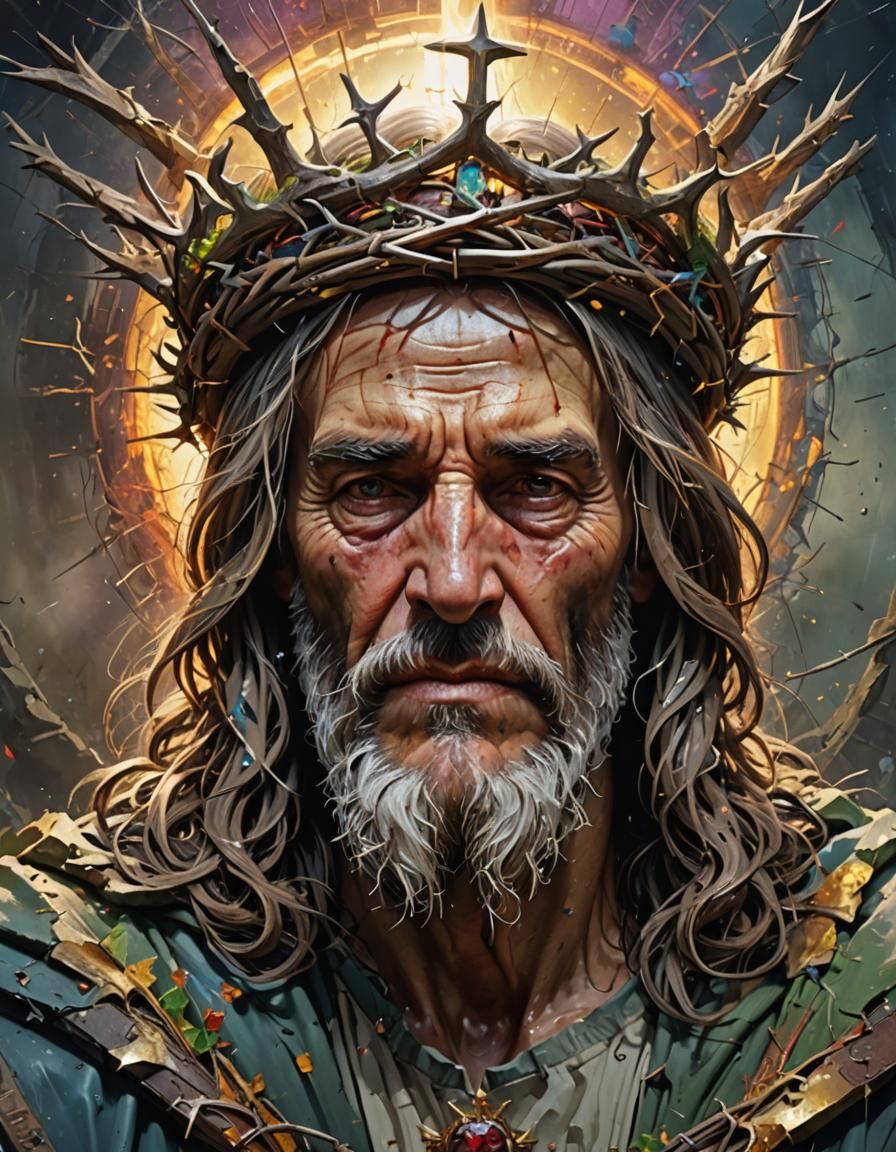 Hyperrealistic Image of an Elderly Jesus Christ